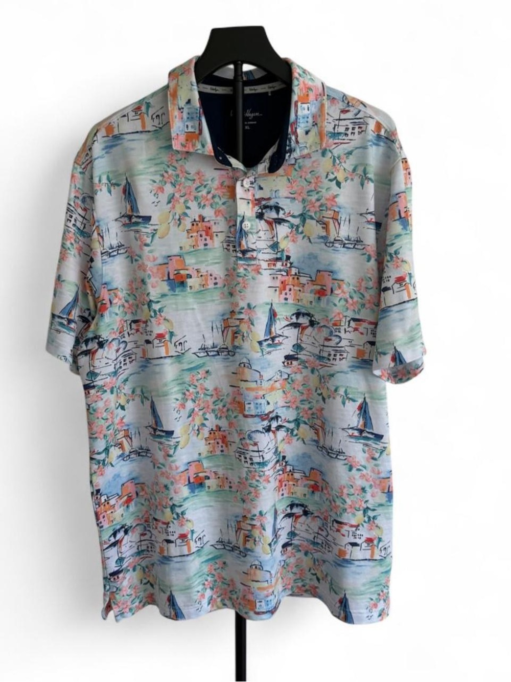 Walter Hagen Men's XL Multicolor Floral Stretch Golf Polo Short Sleeve Collared